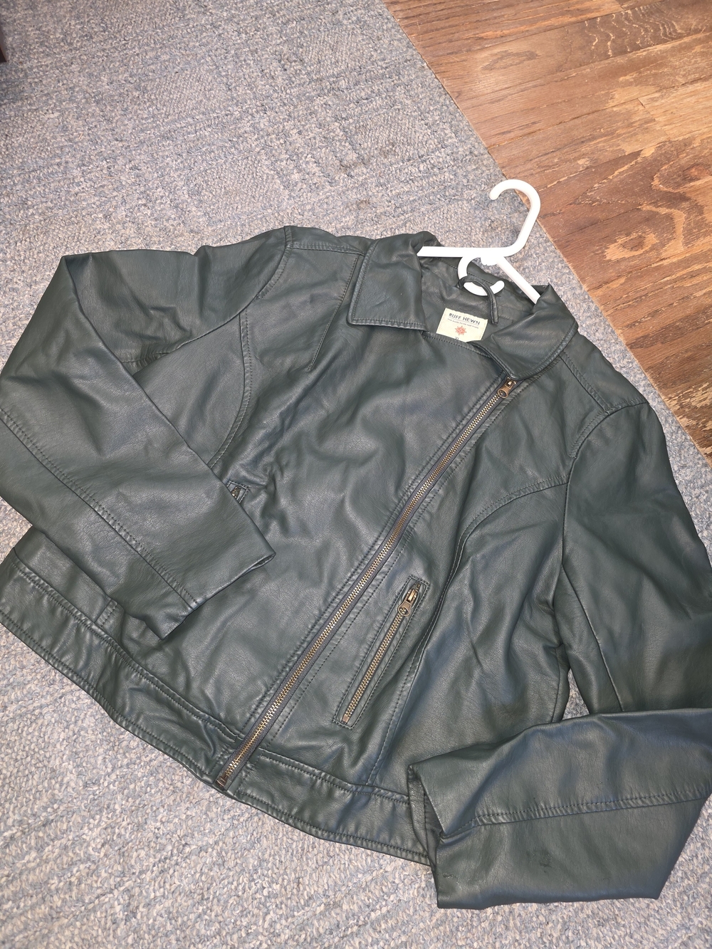 Ruff Hewn Forest Green Faux Leather Jacket